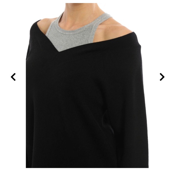 T by ALEXANDER WANG off the shoulder sweater black grey small knit S - Picture 5 of 9